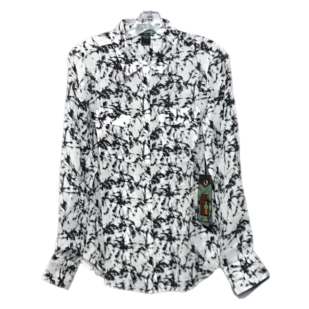 2OH Tie Dye Silk Button Down Shirt